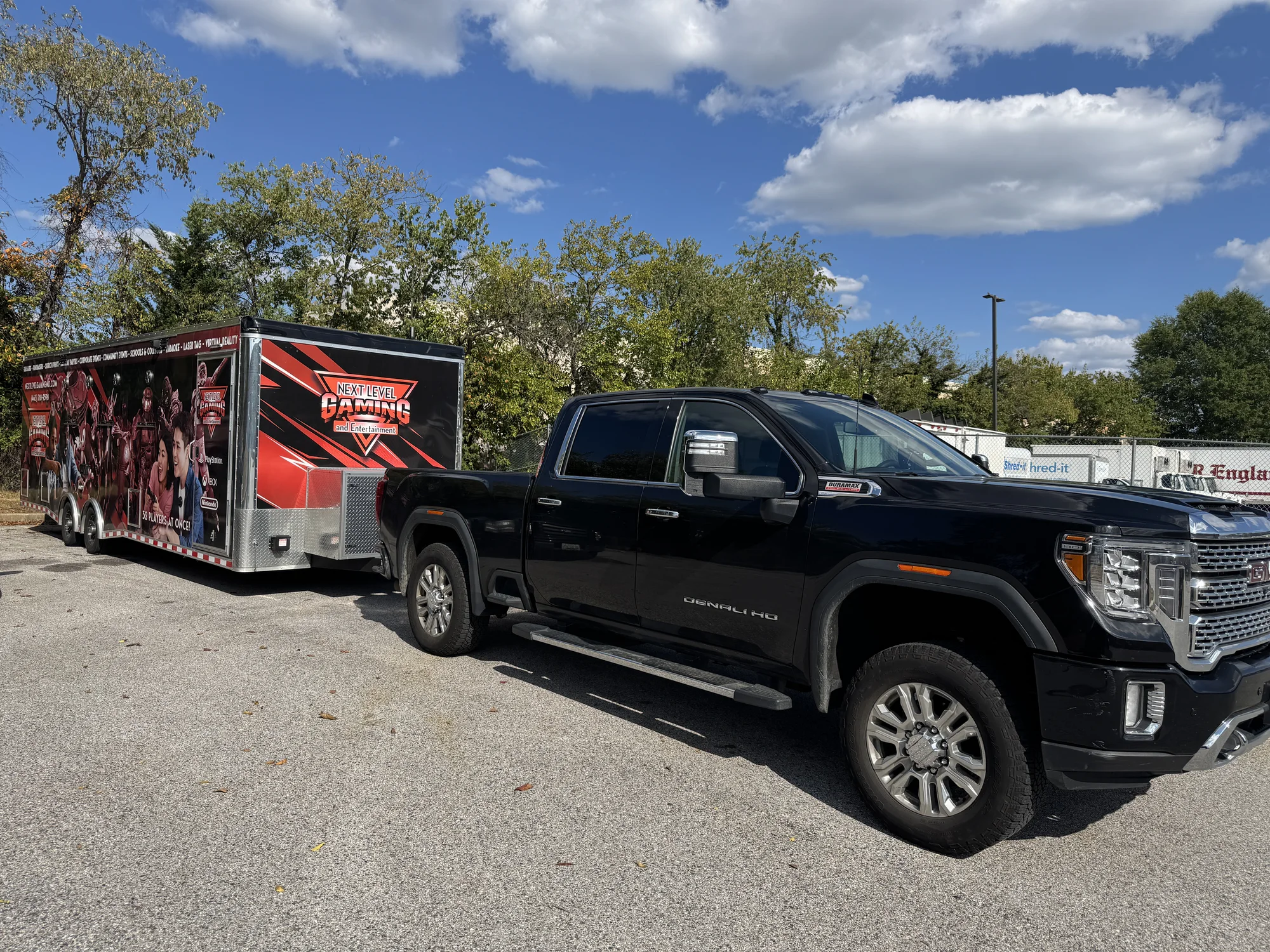 Next Level Gaming truck and theater trailer ready to arrive at a party