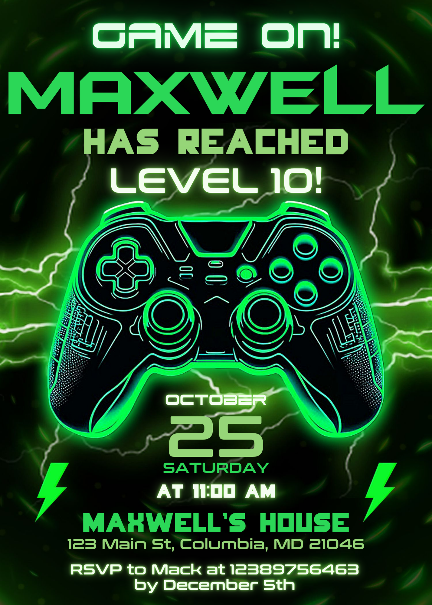 Neon gaming invite
